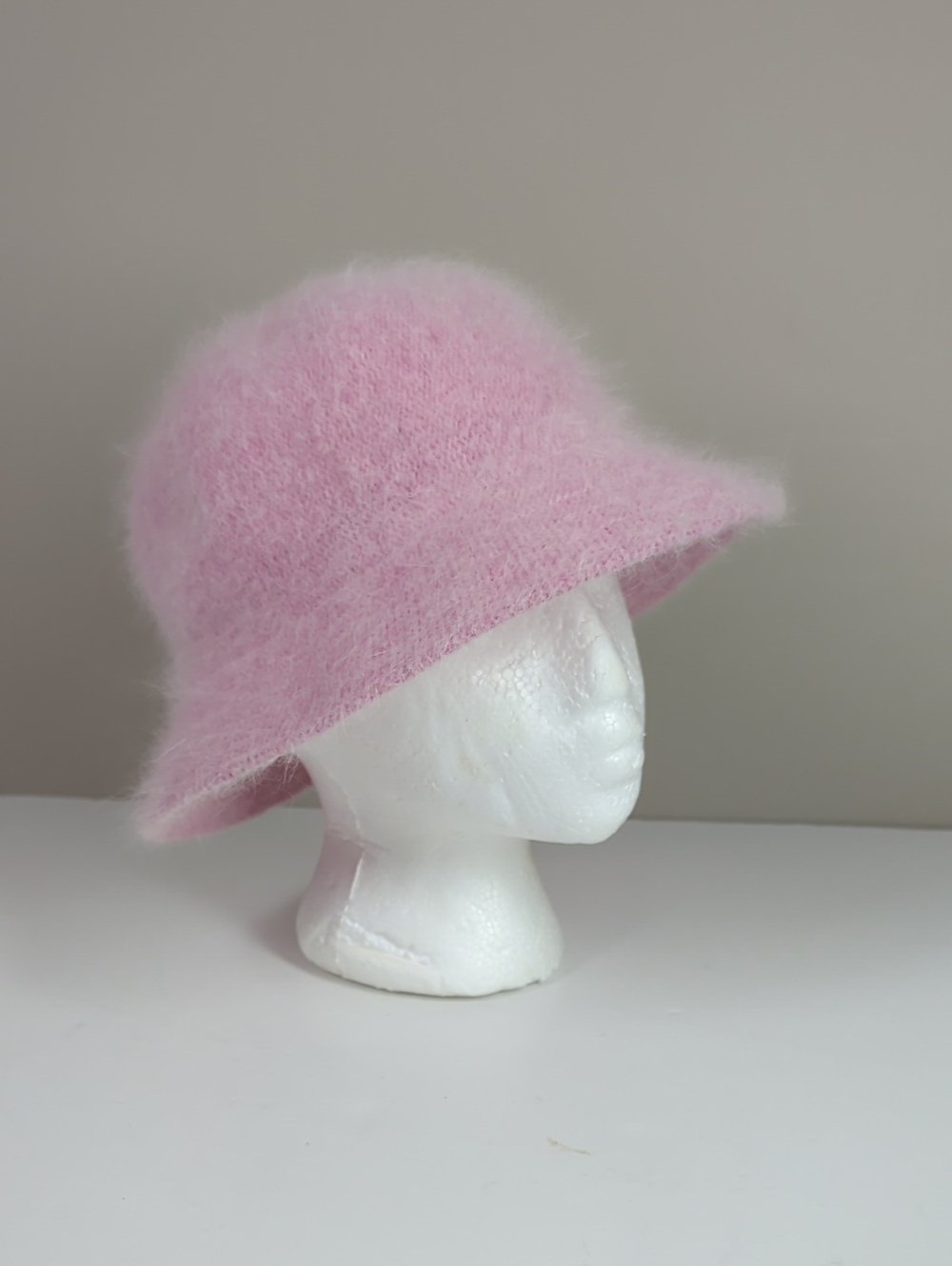 David And Young Fuzzy Pink Bucket Hat - Women's Soft Angora Hat